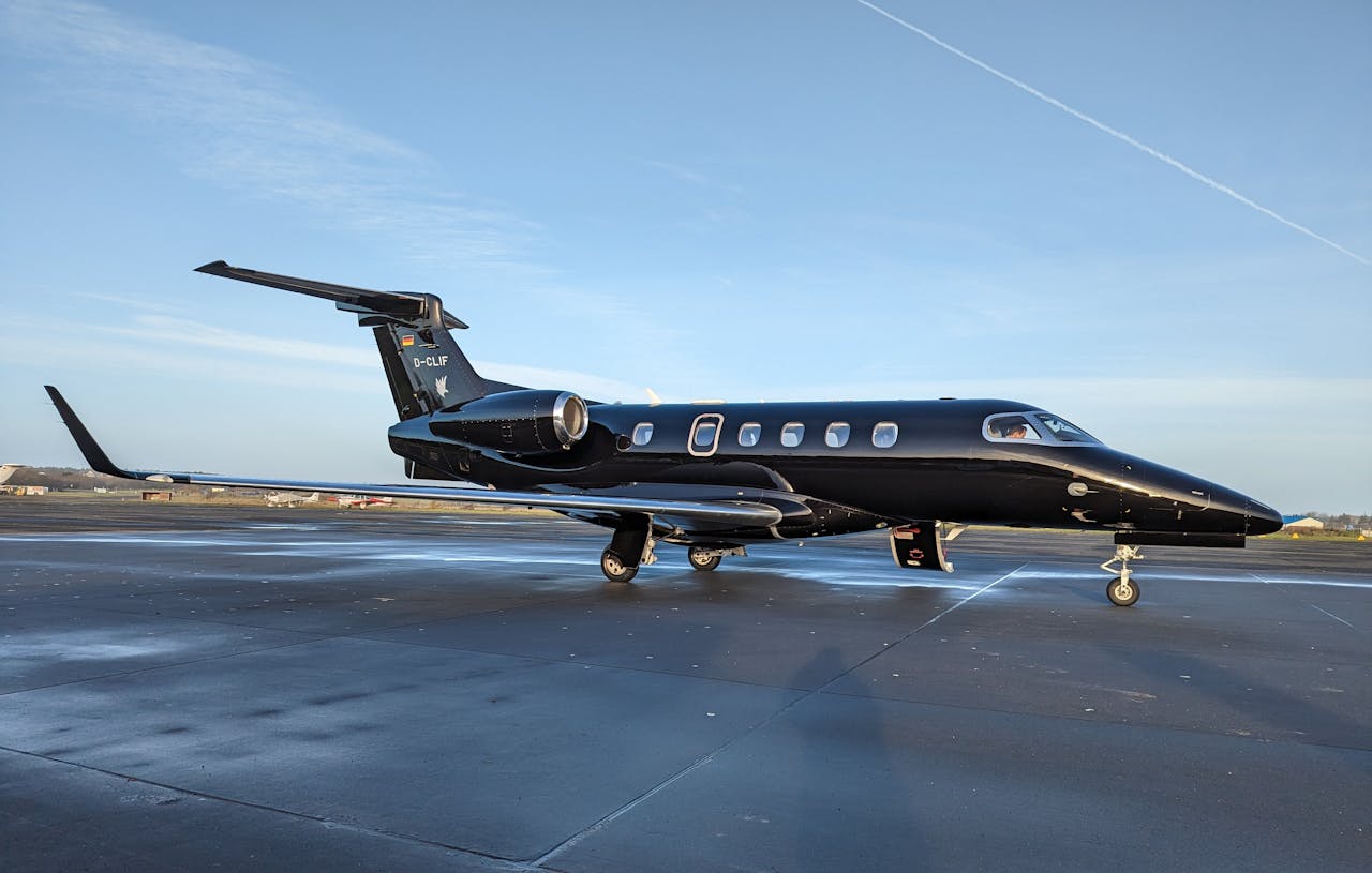 Private jet on runway available for empty leg charter to Cancun